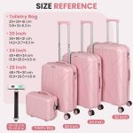 4 Piece Hardside Luggage Set with Free Luggage Scale – 20/24/28 Inch Suitcase + Vanity Case – Lightweight Hard Shell Travel Suitcases – 360° Spinner Wheels – TSA Lock – Carry On & Checked Baggage – ABS – For Women Men Family Holiday Business Trip Vacation – Image 24