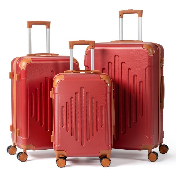 ensemble valises rigides 4/5 pièces valise rigide extensible - Temu United Kingdom - Couleur : Bourgogne associée au marron - Modèle : 3 en 1 (20 pouces + 24 pouces + 28 pouces)