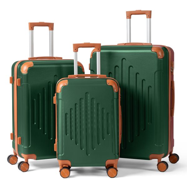 ensemble valises rigides 4/5 pièces valise rigide extensible - Temu United Kingdom - Couleur : Vert foncé associé au marron - Modèle : 3 en 1 (20 pouces + 24 pouces + 28 pouces)