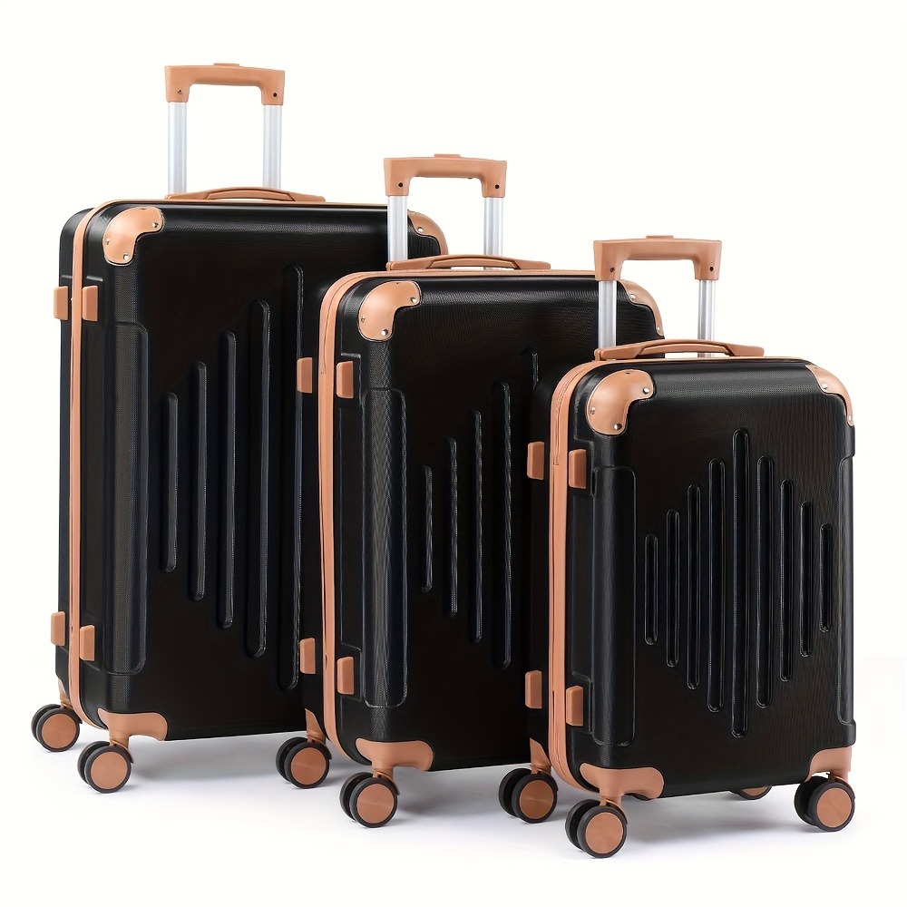 e68a492d-34f8-42ae-bdef-9e71f3f6008a-2.jpg ensemble valises rigides 4/5 pièces valise rigide extensible - Temu United Kingdom - Couleur : Le noir associé au marron - Modèle : 3 en 1 (20 pouces + 24 pouces + 28 pouces) – Image 1