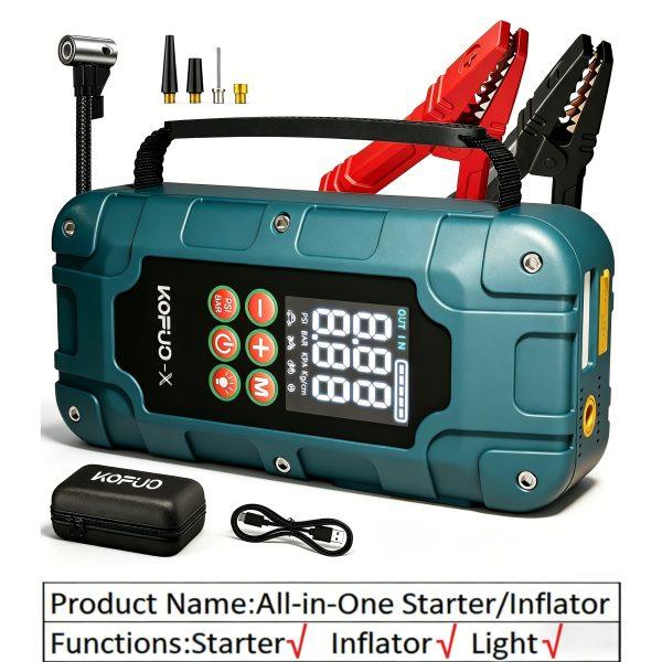 7500a 9500a car jump starter 150psi tire inflator - Temu Netherlands - Model : 9000A Starter + Air Pump, Green