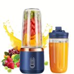 Upgraded 6-Blade 2-In-1 Portable Electric Juicer And Blender, USB Rechargeable Juicer with 2pcs Cups, Sports Lid Shaker Juice Cup, Wireless Multifunctional Portable Juicer, Making Smooth Juices, Fruit Mixer, Beverage Maker