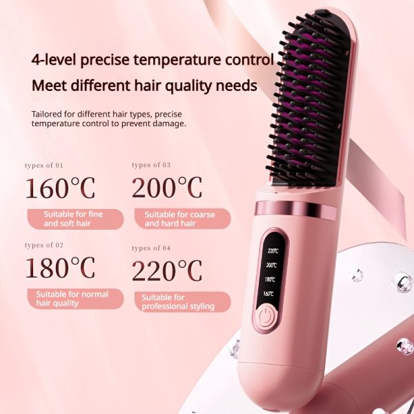 Wireless Mini Straightening Brush, Fast Heating, Portable Travel Hair Care Tool